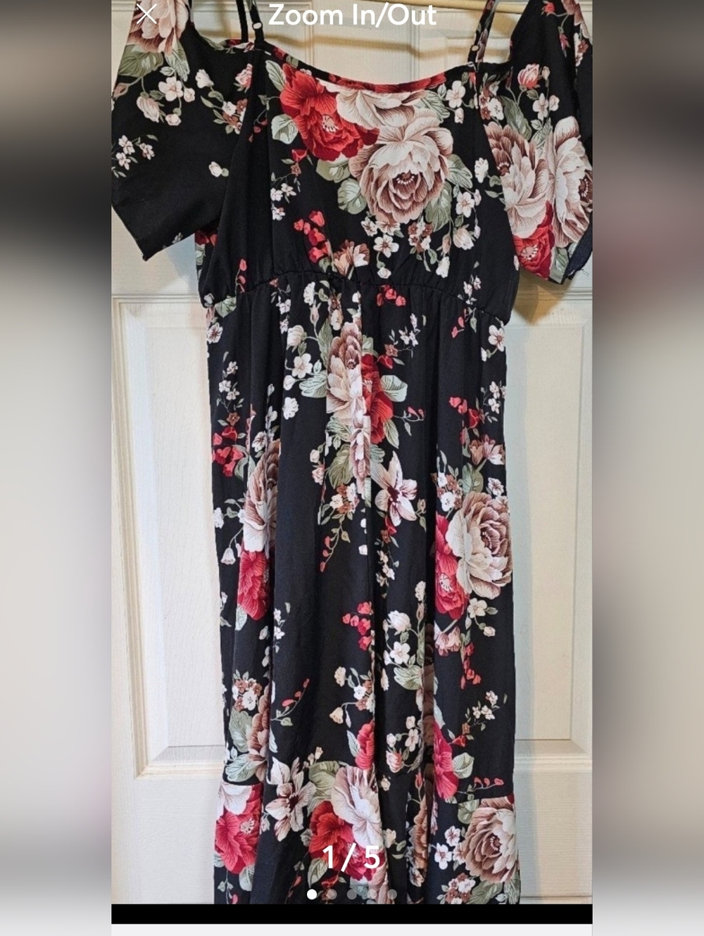 Floral Print Cold Shoulder Dress split ruffle size Large